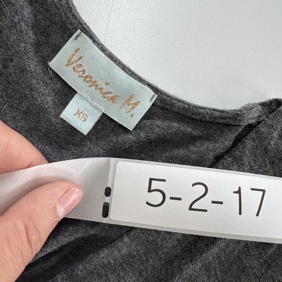 Veronica M Dress Womens Extra Small Gray Long Sleeve V Neck Stretch Knit USA - Picture 3 of 7